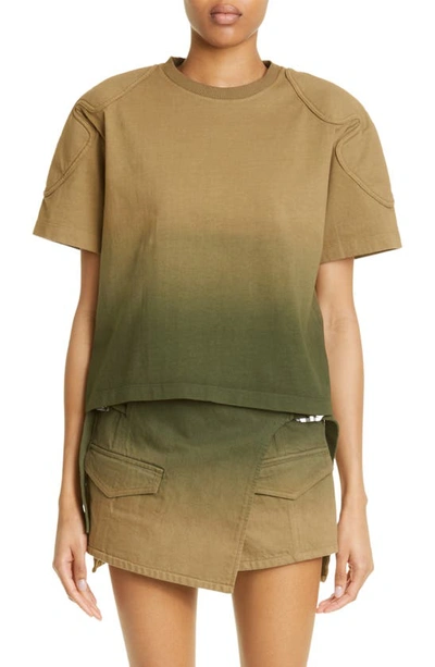 Dion Lee Khaki Sunfade T-shirt In Green