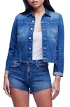 L AGENCE JANELLE RAW CUT SLIM DENIM JACKET