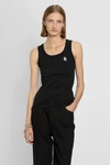Raf Simons Tank Top With R Print And Leather Patch In Black