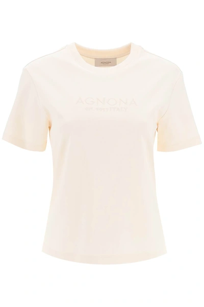 AGNONA AGNONA T SHIRT WITH EMBROIDERED LOGO