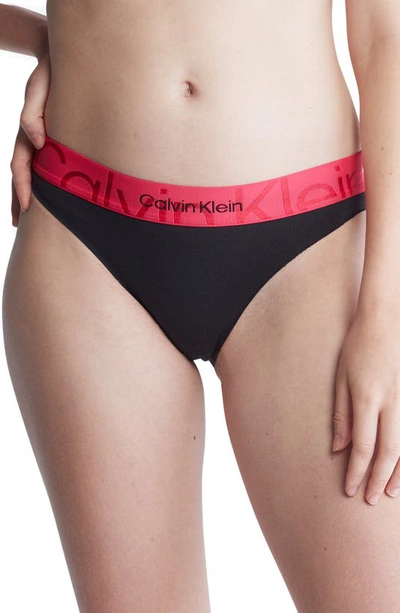 Calvin Klein Embossed Icon Bikini In Black/ Red