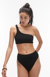 Topshop High Waist Solid Bikini Bottoms In Black