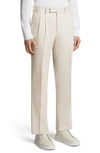 ZEGNA PLEATED COTTON & WOOL TROUSERS