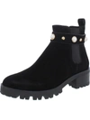 KARL LAGERFELD POLA WOMENS EMBELLISHED ANKLE CHELSEA BOOTS