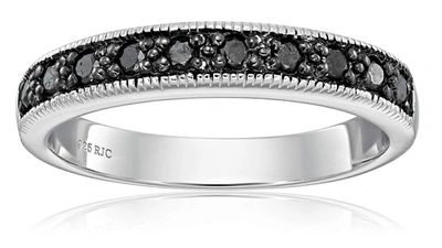 Vir Jewels 1/4 Cttw Black Diamond Ring Wedding Band With Milgrain In .925 Sterling Silver In Grey