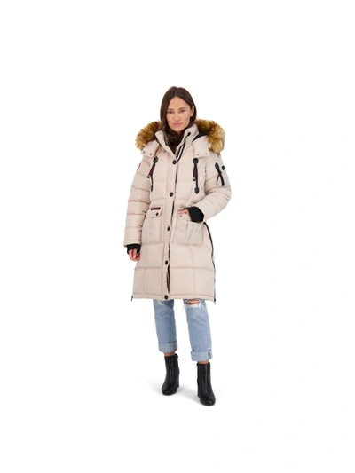 Canada Weather Gear Womens Faux Fur Heavyweight Puffer Coat In Beige