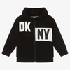 DKNY DKNY BOYS BLACK LOGO ZIP-UP HOODIE
