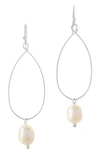 Sterling Forever Teardrop Pearl Dangle Earrings In Silver