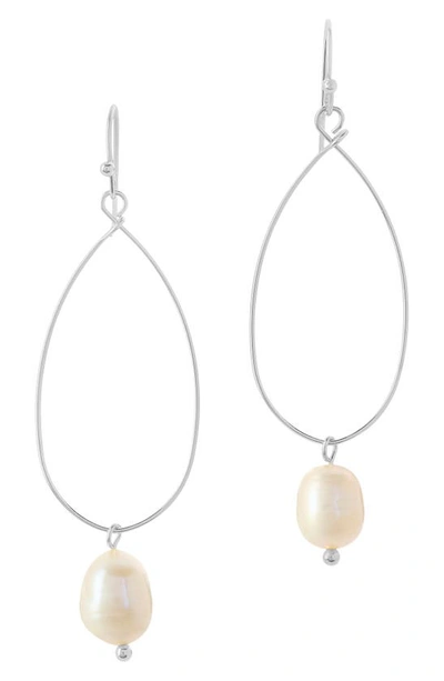 Sterling Forever Teardrop Pearl Dangle Earrings In Silver