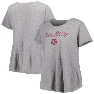 Boxercraft Women's Gray Texas A&m Aggies Willow Ruffle-bottom T-shirt