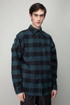 Palm Angels Logo Printed Checked Shirt In Green