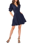1.state Puff Sleeve Tiered Short Dress In Blue