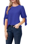 Cece Tie Sleeve High-low Blouse In Mineral Blue