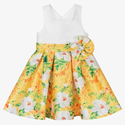Abel & Lula Kids' Girls White & Yellow Floral Dress