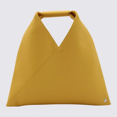 Mm6 Maison Margiela Pebbled-texture Leather Tote Bag In Yellow
