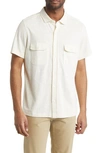 Billy Reid Hemp & Cotton Knit Short Sleeve Button-up Shirt In Tinted White