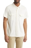 Billy Reid Short Sleeve Hemp Cotton Knit Shirt In Tinted White