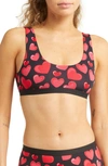 Meundies Print Bralette In Red Hearts