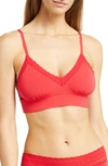 Meundies Feelfree Lace Trim Plunge Bralette In Lollipop Red