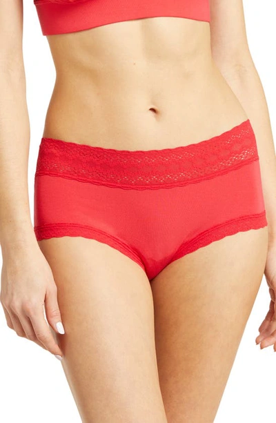 Meundies Feelfree Lace Hipster Briefs In Lollipop Red