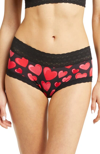 Meundies Feelfree Lace Hipster Briefs In Red Hearts