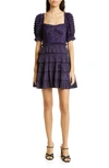 Ulla Johnson Lucette Tiered Ruffle Bustier Mini Dress In Purple