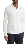 Vince Long Sleeve Heavyweight Pima Cotton Polo In Off White