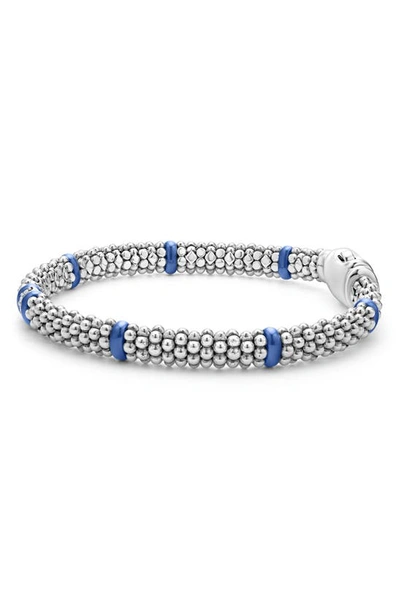 Lagos Blue Caviar Diamond & Ceramic Station Rope Bracelet In Marine