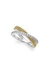 Lagos Caviar Luxe Diamond X Band Ring In Gold