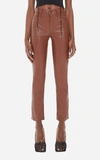 Mother The Dazzler Mid-rise Slim Cropped Faux-leather Ankle Jeans In Brown