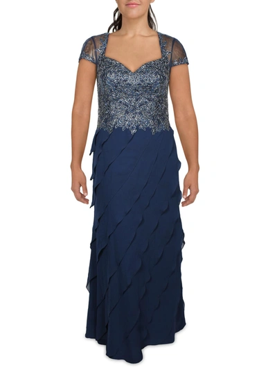 Xscape Womens Chiffon Embellished Evening Dress In Multi