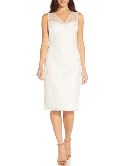 Adrianna Papell Womens Formal Knee Sheath Dress In White