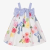 BALLOON CHIC GIRLS WHITE COTTON FLORAL DRESS