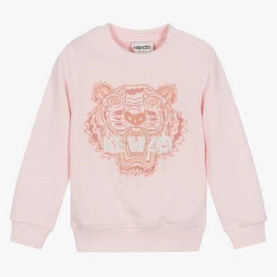 Kenzo Babies' Girls Pink Cotton Tiger Sweatshirt