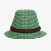 GUCCI GREEN DOUBLE G GEOMETRIC COTTON JACQUARD HAT