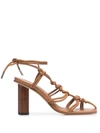 A.w.a.k.e. Rovena Sandals With Front Knot Detail And Heel In Caramel