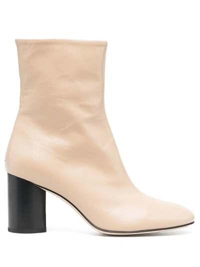 Aeyde Alena 75mm Leather Ankle Boots In Latte