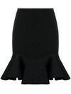 Alexander Mcqueen Asymmetric Peplum Skirt In Black