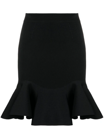 Alexander Mcqueen Asymmetric Peplum Skirt In Black