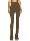 Andreädamo Ribbed Knit Flare Pant With Cut Out In 006 1106 Amazonia