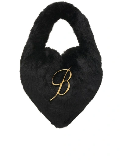 Blumarine Heart Faux Fur Bag In Black