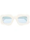 Bonsai Oversized Curved-frame Sunglasses In White