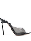 Casadei Transparent 105mm Heeled Mules In Black
