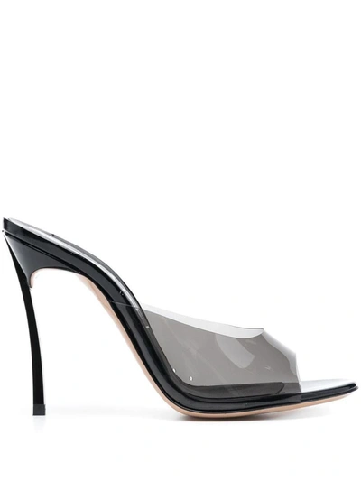 Casadei Transparent 105mm Heeled Mules In Black