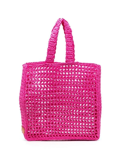 Chica Naxos Straw Handbag In Fuchsia
