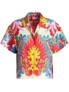 Etro Silk Shirt Collared Neck Colorful Print In Multicolour
