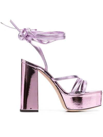 Giuseppe Zanotti 金属感水台式高跟凉鞋 In Pink