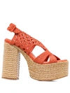 Paloma Barceló Interwovened Design Sandals With Block Heel In Orange