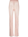 Santa Shimmering High-waisted Straight Leg Trousers In Powder