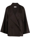 Veronique Leroy A-line Double-breasted Blazer In 39 Choco